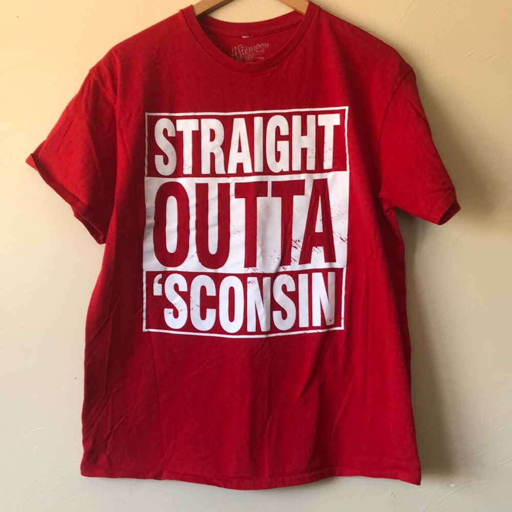 Afternoon Tee woman’s large straight outta Wisconsin red T shirt